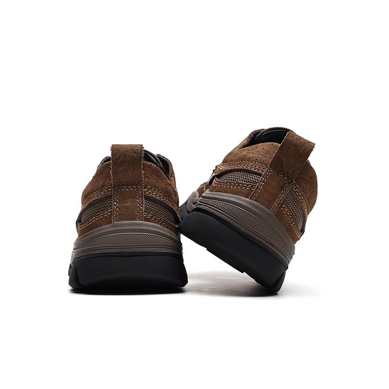 Men's Genuine Leather Hiking Shoes Lace Up Outdoor Casual Sneakers