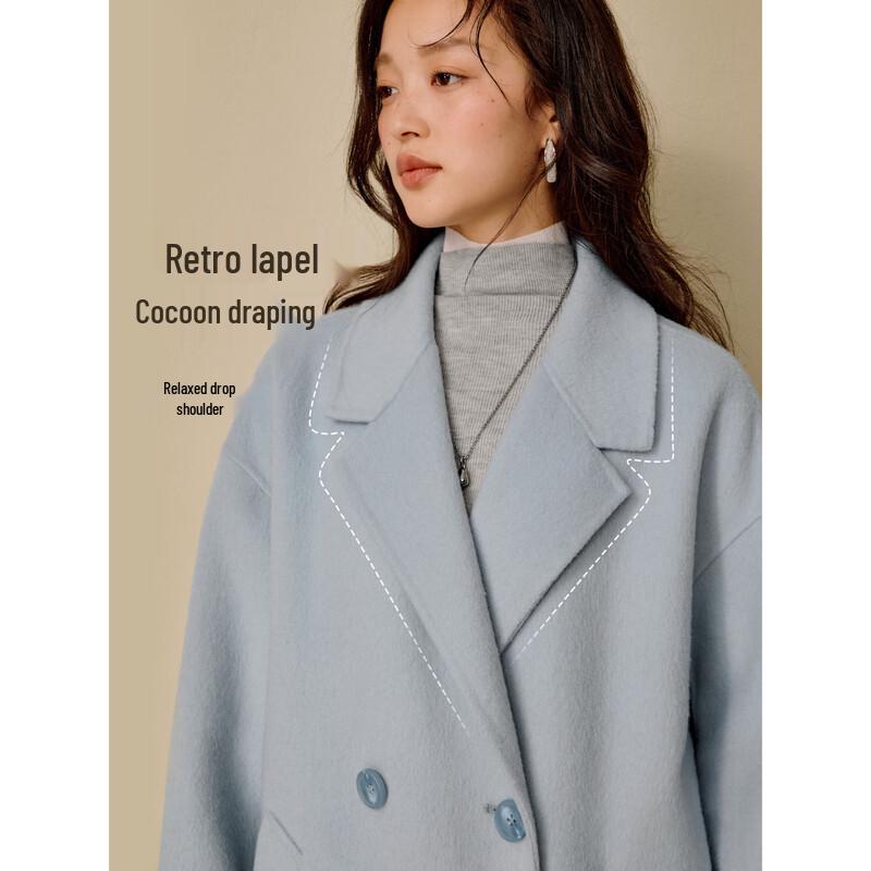 INMAN Women's Alpaca Silk Double-Faced Wool Blend Mid-Length Coat