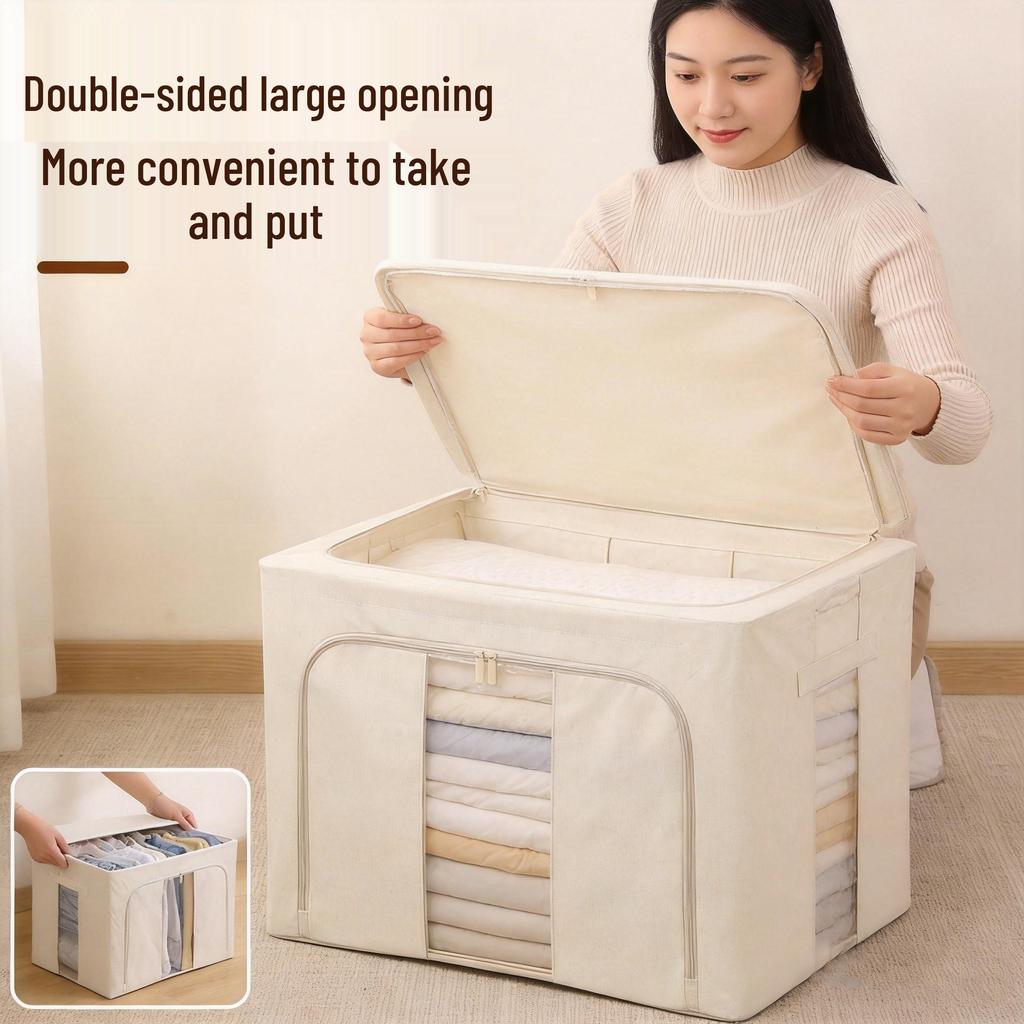 Tianshan Foldable Cotton Linen Storage Box - Dustproof, Moistureproof, Large Capacity for Bedroom Clothes