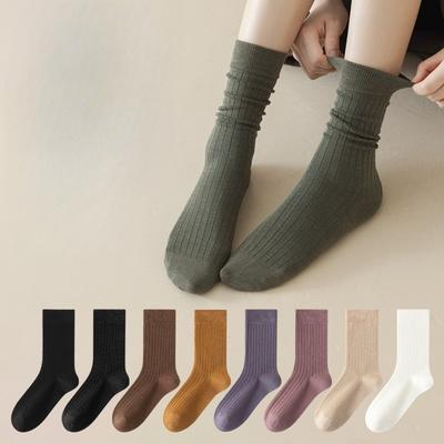 Women's Autumn and Winter Vertical Striped Warm Long Stockings, Antibacterial, Deodorizing, Sweat-absorbing Long Stockings, Stack Socks