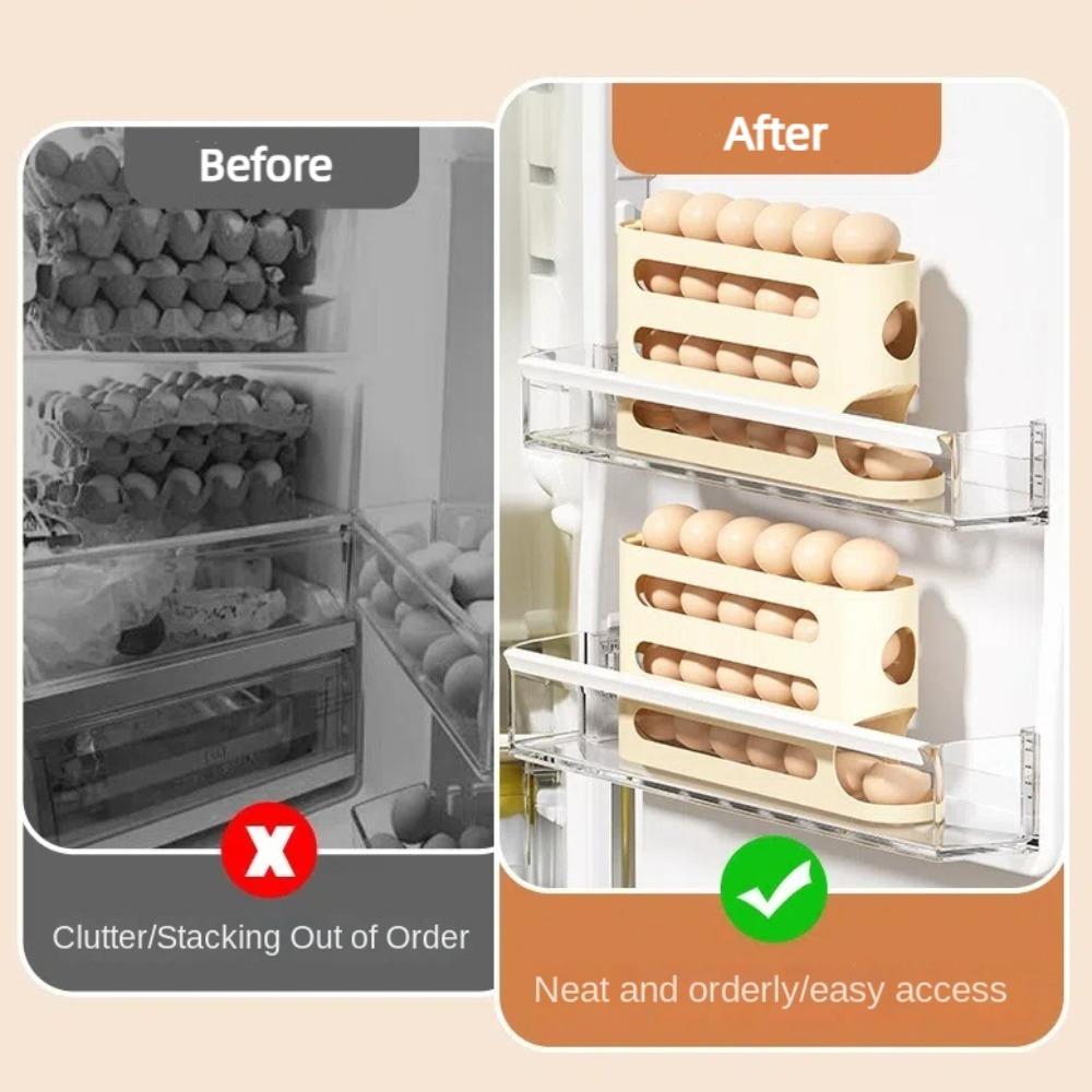 Large Capacity Automatic Egg Roller Transparent Auto-Rolling Egg Dispenser Egg Holder Rack  Kitchen