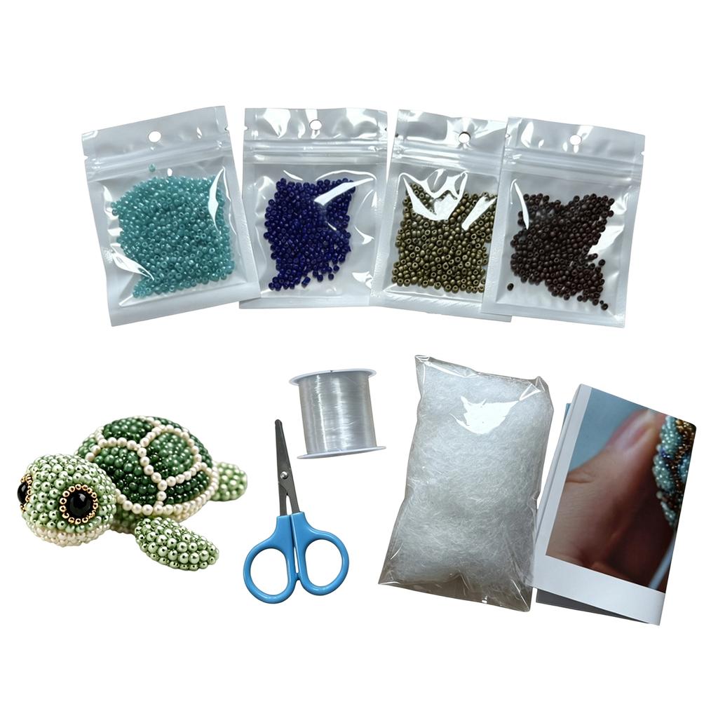 DIY Tier-Perlen Bastelset mit verschiedenen Perlen, Anleitung, Schere, Faden und Füllmaterial für handgefertigten Perlen-Schmuck und Kunstprojekte