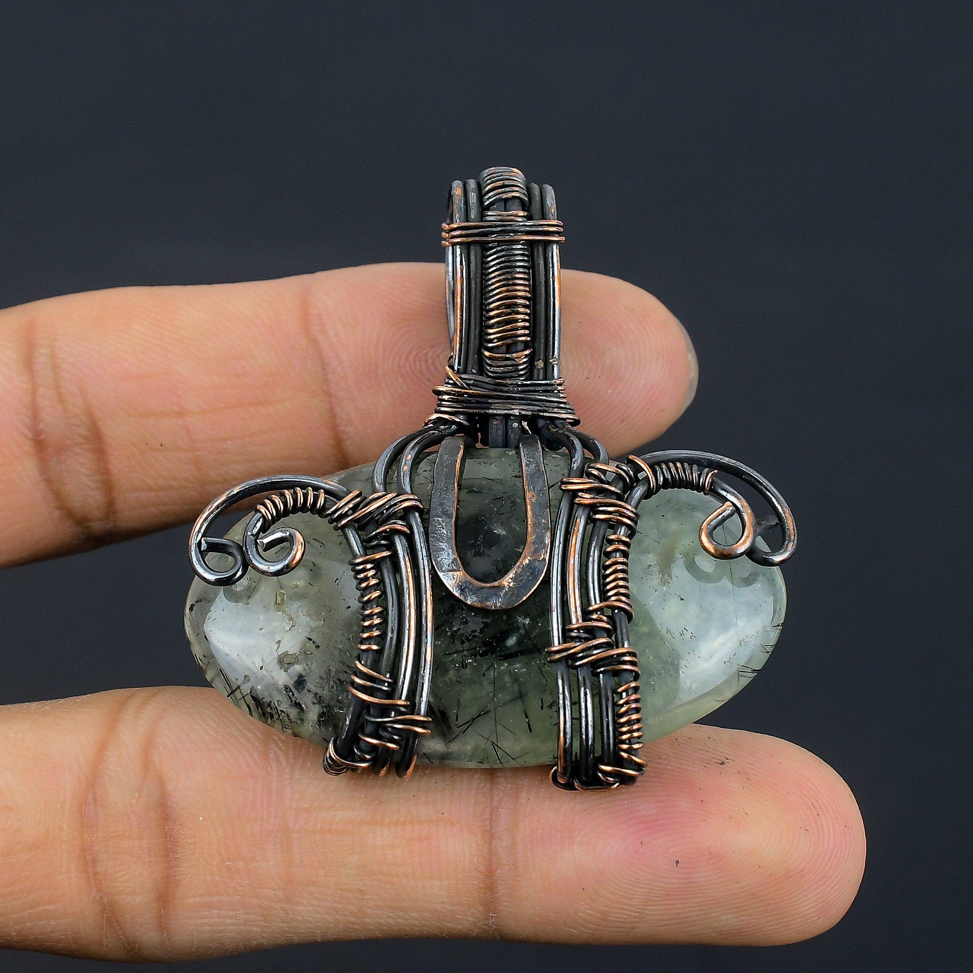 

Prehnite Jewelry, 999 Copper Wire Wrapped Pendant Handmade Gemstone Jewelry, Gifts For Wife Brand New Pendant 2.55