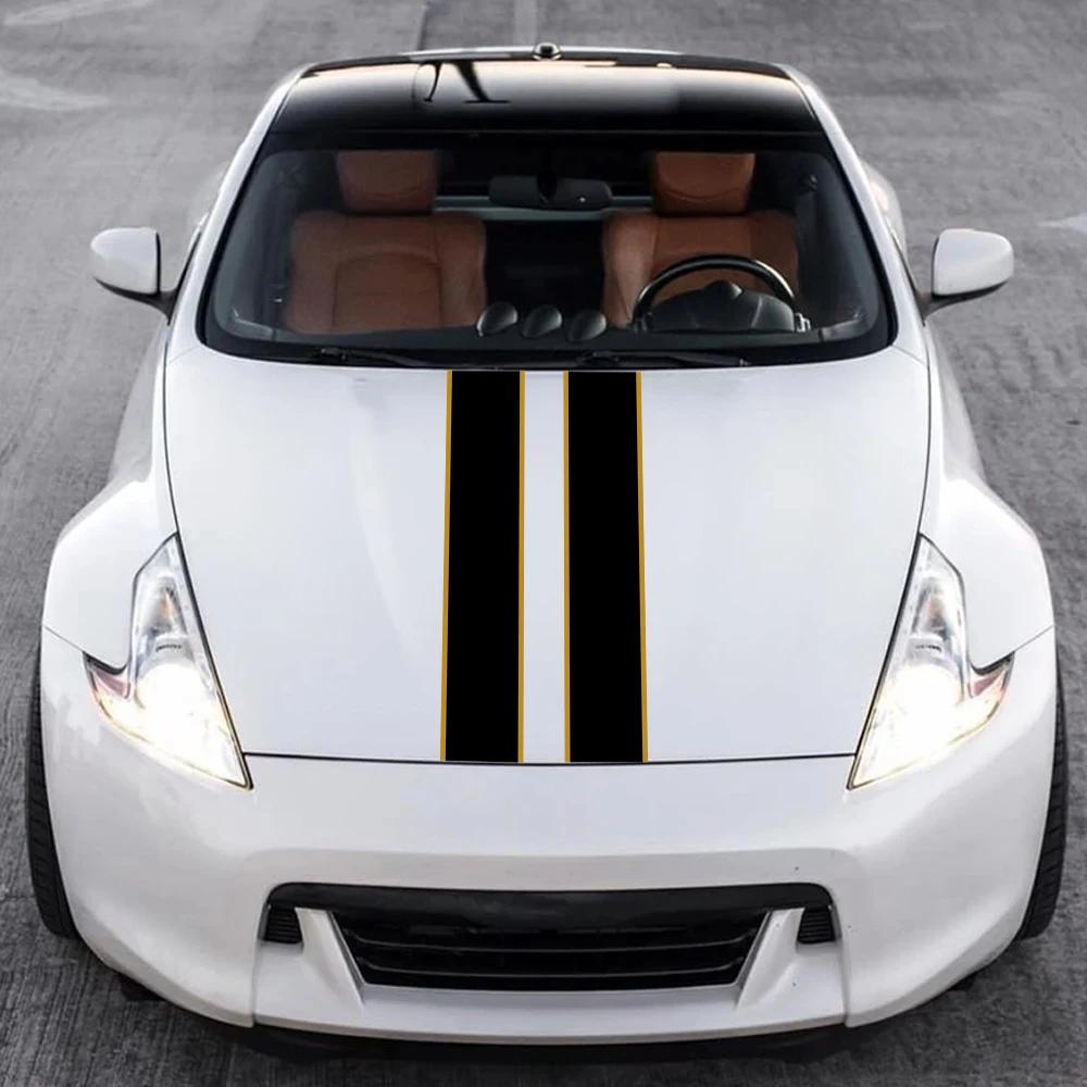 2PCS Car Engine Hood Long Stripe Stickers Waterproof Self-adhesive Vinyl Decals PVC Car Bonnet Decoration Stickers Accessories