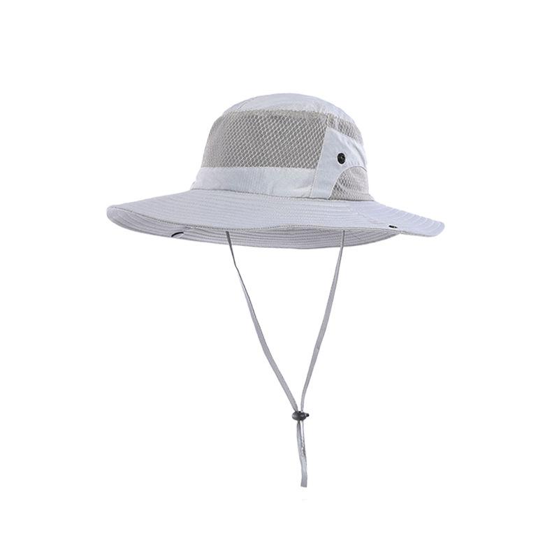 Quick Drying Summer Men'S Bucket Hat Outdoor Uv Protection Wide Border Panama Safari Hunting Hiking Hat Mesh Fisherman'S Hat