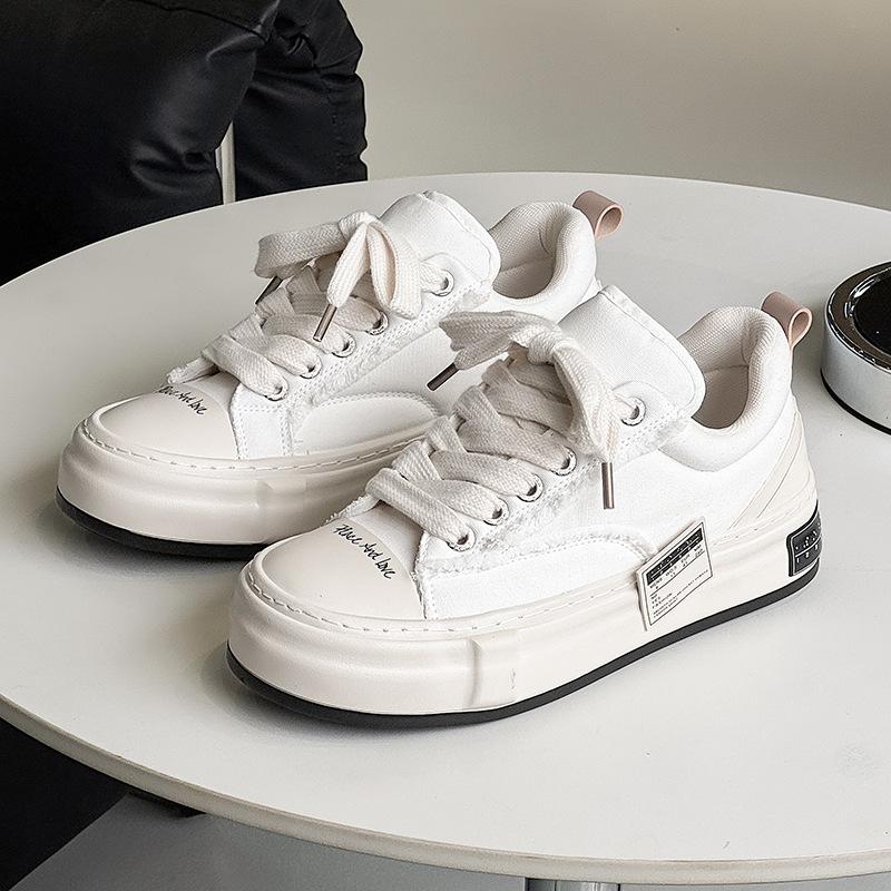 

2025 новая нишевая пара низких парусиновых туфель для спорта и отдыха мужская обувь на толстой подошве с утолщением для доски мужская X291 35 белый