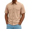 Camicia da lavoro casual da uomo a maniche corte in cotone utility