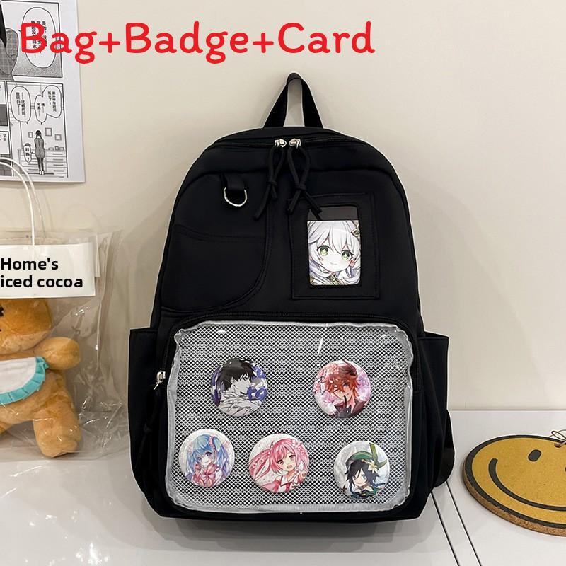 

Nylon Large Capacity College Style Backpack With Design For Girls Student Commuting