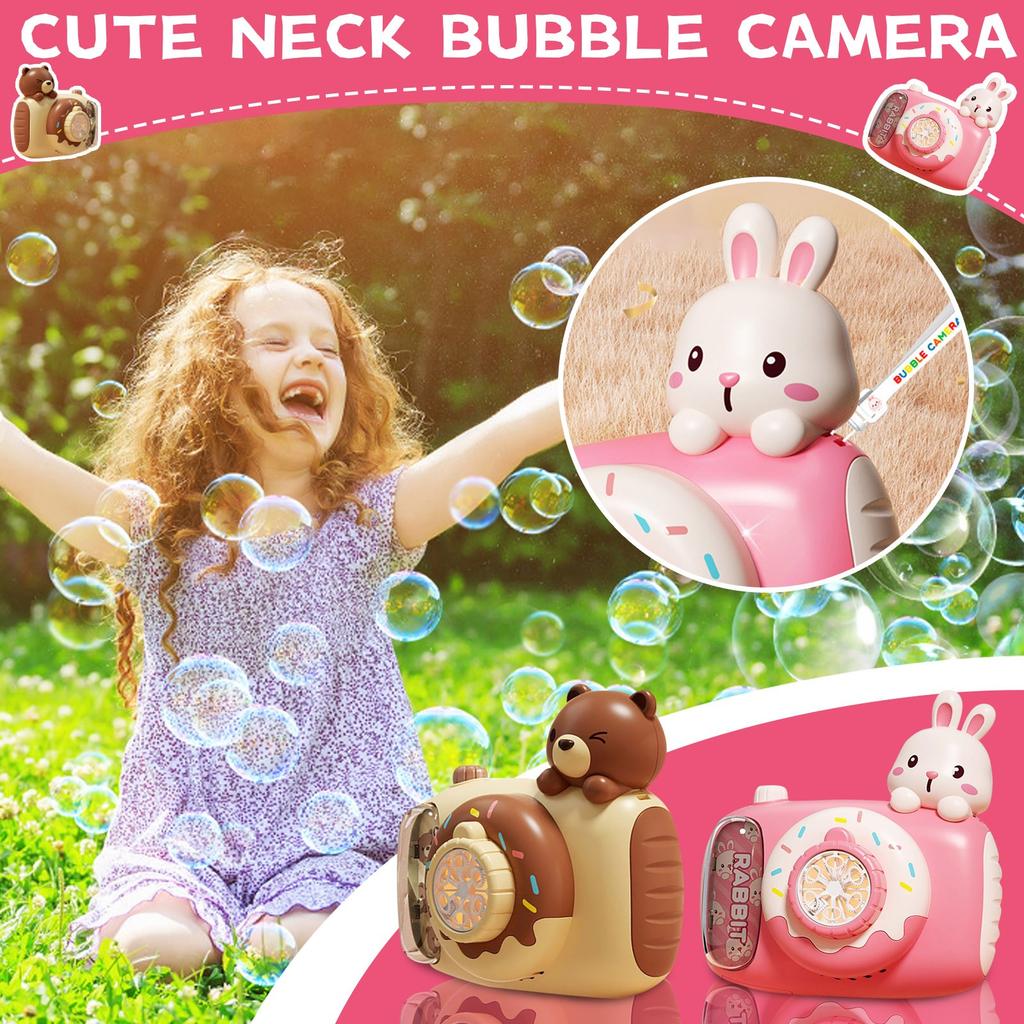 Children's Handheld Bubble Machine Camera Lighting Effect Bubble Machine Fully Automatic Bubble Machine (2 * 30ml Bubble Solution)