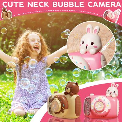 Dětský ruční výrobník bublin Fotoaparát Světelný efekt Stroj na bubliny Plně automatický stroj na bubliny (2 * 30 ml roztoku na bubliny)