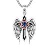 Angel Fireman Cross Oil Drop Pendant Necklace Retro Wings Design Fashion Necklace