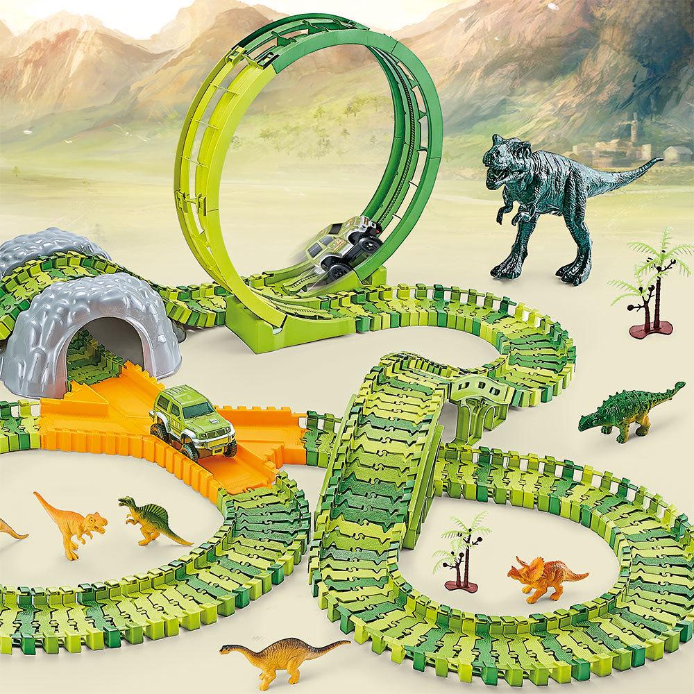 Elektrická dinosauří dráha s montážním ruským kolem pro děti