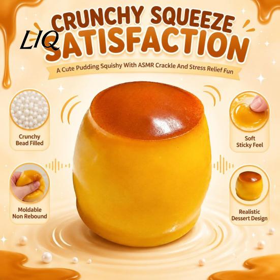Pudding Stress Reliever 1/2Pcs Relief Crunchy Toy, Fake Caramel Squeeze Toy Simulated Dessert Sensory Fidget Gift for Adults Kids