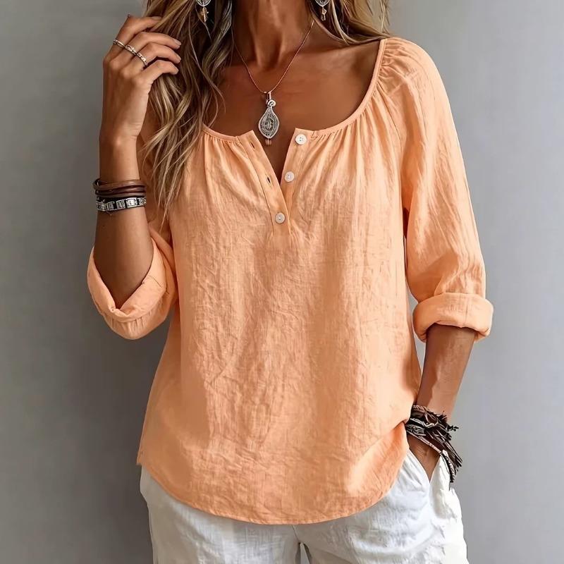 IHUASU Women's Fashion V-Neck Long Sleeve Casual Blouses & Shirts
