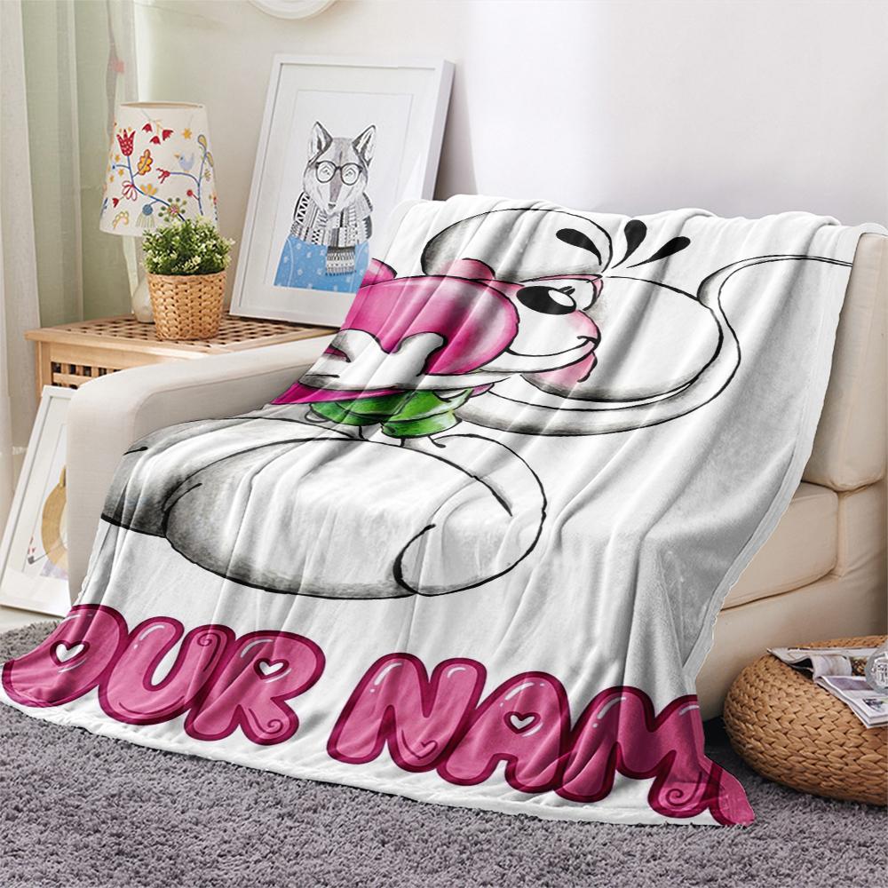 1PC Custom Name Diddl Patterned Flannel Blanket Suitable For All Seasons for Home Decor Warmth and Comfort Gifts Holiday Present