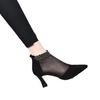 Pointed Mesh High Heels Women's Shoes Spring and Summer New Black Sheepskin Rhinestone Leaf Fine Heel Mesh Shoes Fashion Shoes