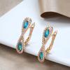 Kinel Blue Zircon Symmetric Rose Gold Color Earrings