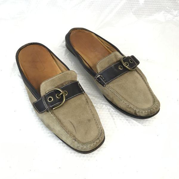 Italy COACH Suede Leather Clog Sandal 7.5 Men 25.5 Brown Slip On Loafer(USED)