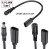 9.8inch Type C Female to 5.5mmx2.1mm Female/Male Adapter Cable USB C to DC5521 Connectors Power Cord Converter Line