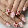 24-Pack Sweet Strawberry Oval Faux Nails for Spring & Summer