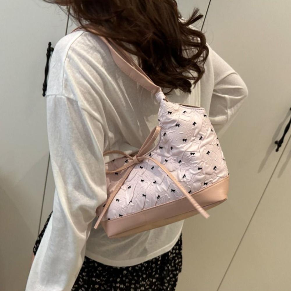 Sweet Bow Ribbon Shoulder Bag French Armpit Bag All Match Underarm Bag  Ladies