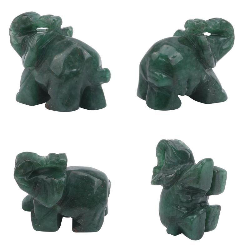 Elephant Statue Natural Crystal Healing Rose Quartz Black Stone Jade Craft Home Decoration Christmas Gift Animal Statue Stone