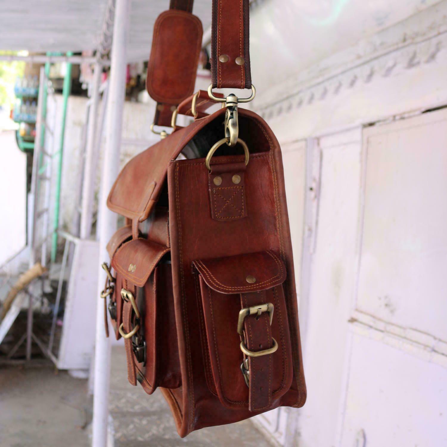 Винтажный портфель-портфель из мягкой кожи для ноутбука сумка через плечо для мужчин — фото 3