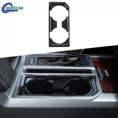 Front Water Cup Holder Panel Frame Decor Trim Cover For Ford F-150 Carbon Fiber
