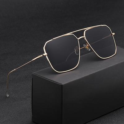 Vintage Oversized Sunglasses Men Polygon Anti-Reflective Mirror Classic Square Metal Glasses Fashion New Women Sun Glasses Uv400