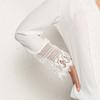 Solid Drawstring V Neck Lace Chiffon Shirt Women Vintage Long Sleeve White Blouse Woman Elegant Slim Hollow Lady Top Mujer 28620