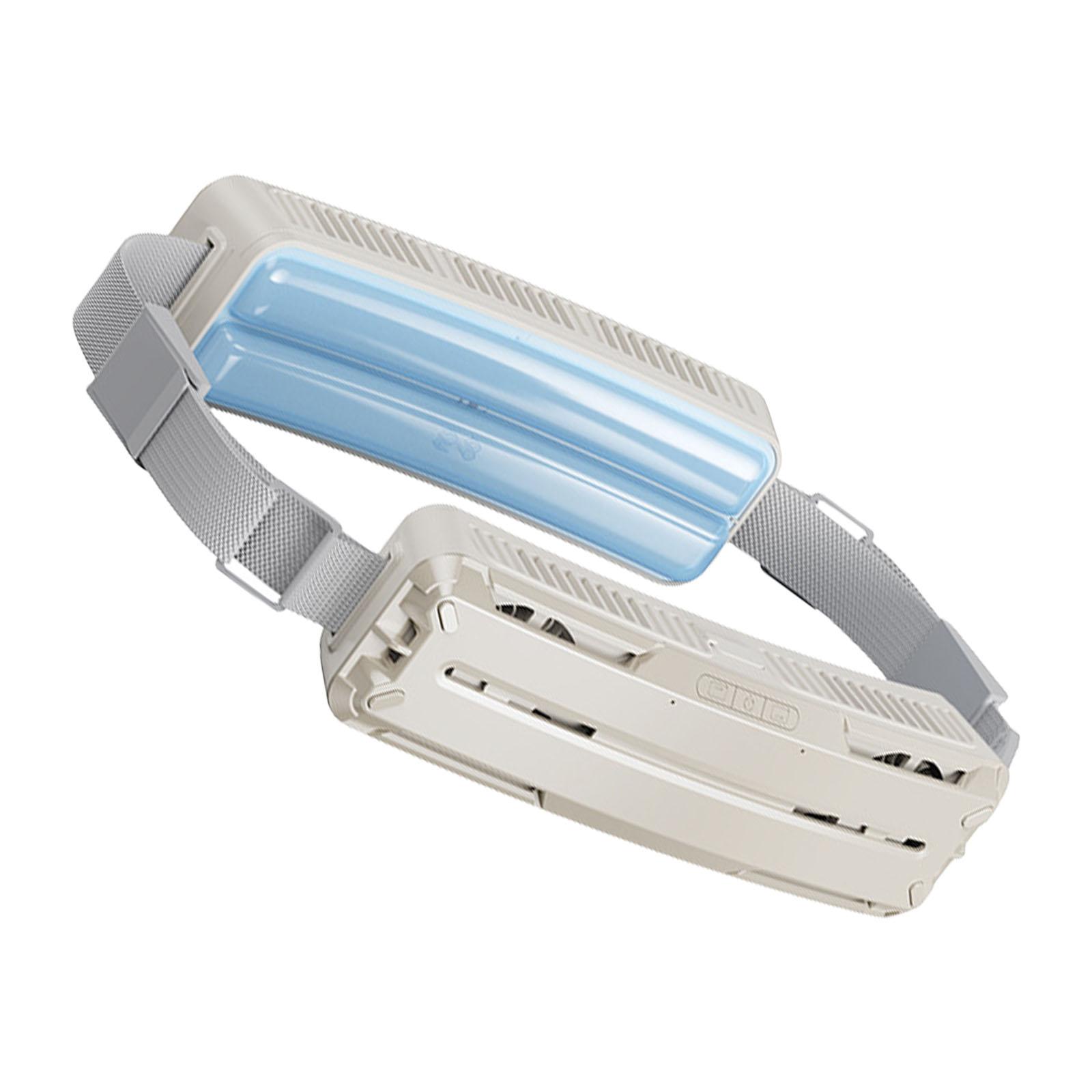 

Портативный поясной вентилятор 5000 мАч, перезаряжаемый, с двойными охлаждающими пластинами и сильным воздушным потоком, инновационный миниатюрный ледяной поясной вентилятор белый