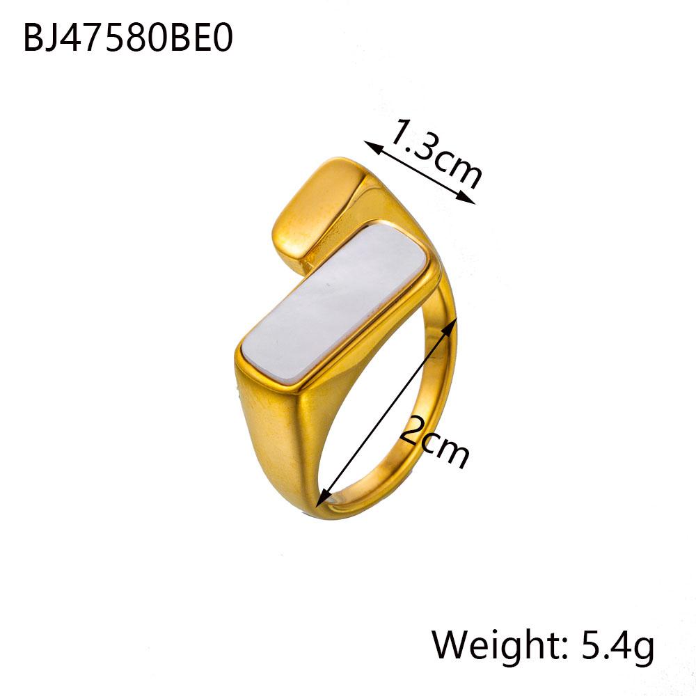 CARLIDANA Fenny 18K Gold Plated Irrgular Non Tarnish Waterproof Double-layer Beads Cross Stainless Steel Open Ring For Women