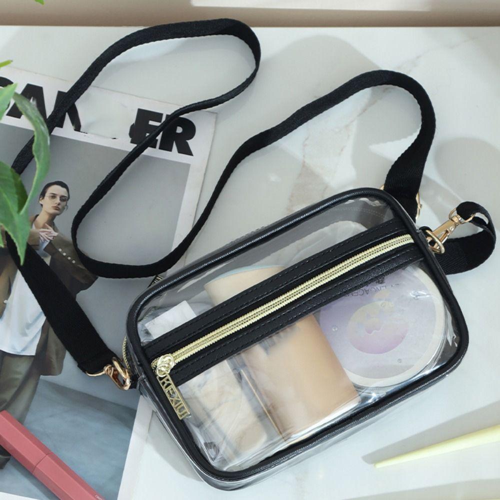 Waterproof PVC Crossbody Bag Adjustable Shoulder Strap Clear Messenger Bag  Women