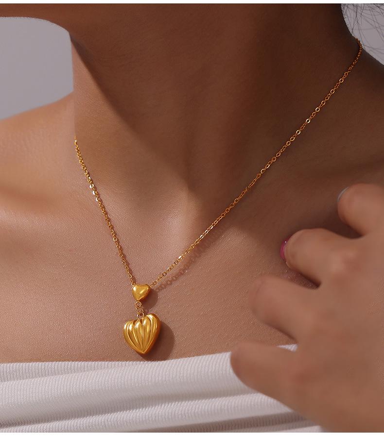 Heart Tassel Pendant Necklace: European & American Design, Titanium Steel Jewelry for Women