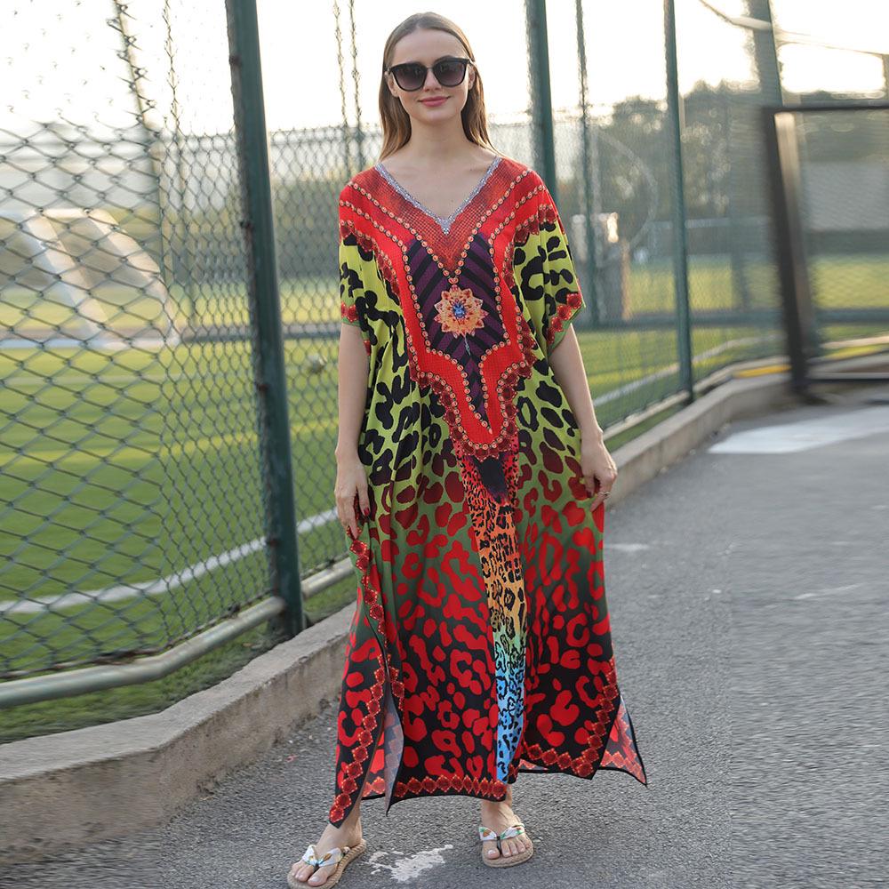 Quick-Dry Printed Beach Cover-Up: European & American Style, Sun Protection, Loose Holiday Robe for Bikini Swimsuits