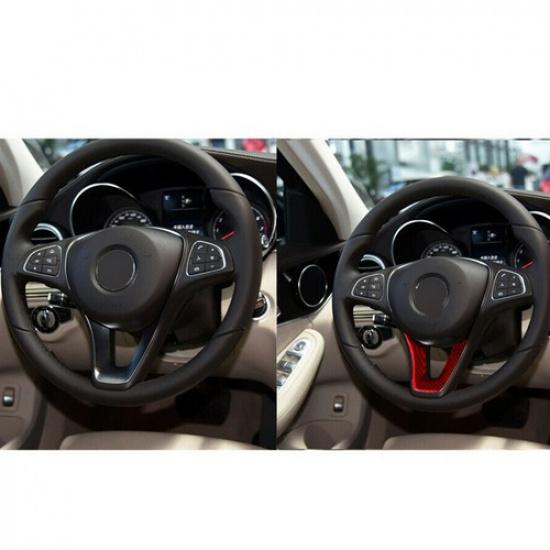 Red ABS Carbon Fiber Pattern Steering Wheel Cover Trim Fits Mercedes Benz W204
