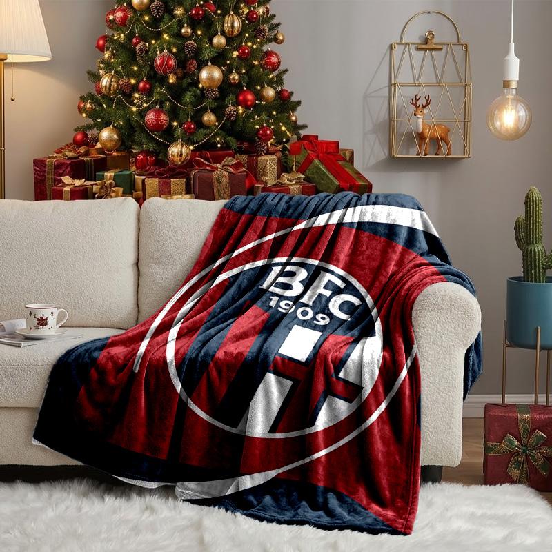 Football Bologna Blanket Lightweight Ideal Bedding Blanket Perfect for Travel, Camping, Living Rooms, Offices, Sofas, Fan Christmas Gift