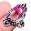Pink Druzy Slice Handmade Gemstone 925 Sterling Silver Jewelry Ring 9 U700