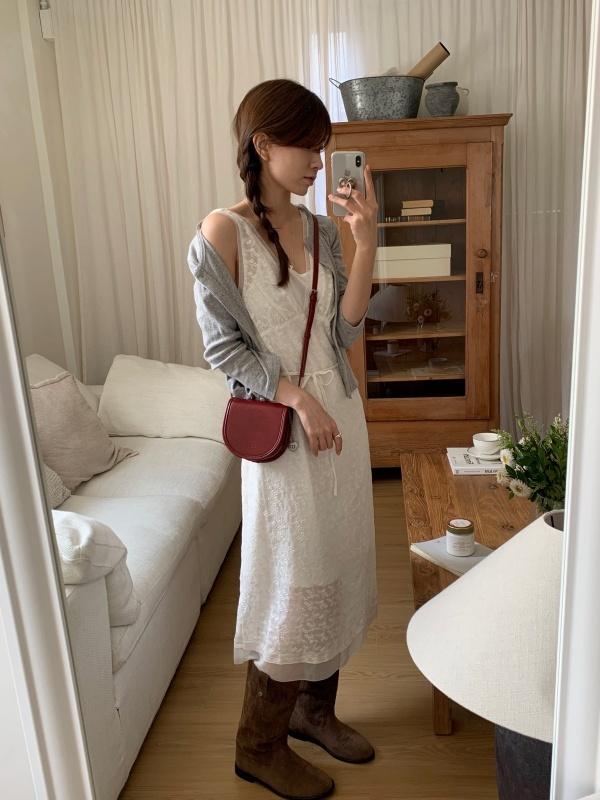 Deonseuteu Sheer Layering Dress_Uddr5B222_White Flower