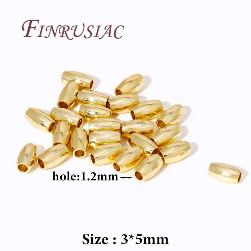 Metal Separators Beads 18K Gold Plated Spacer Beads,Rice Shape Beads,Oval Beads For Bracelets,Bulk Beads Wholesale 50 pcs