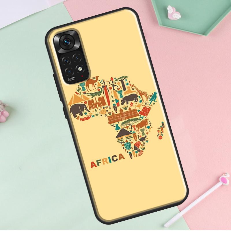 Africa Map Geography Painted For Redmi Note 12 Pro Plus Cover For Redmi Note 10 8 9 11 Pro 12S 11S 10S 9S 9C 10C 12C Case