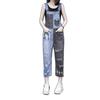 Mode Patchwork Denim Jumpsuits Kvinnlig Casual Hög Midja Hål Denimbyxor Kvinnor All Match Lös Casual Byxor