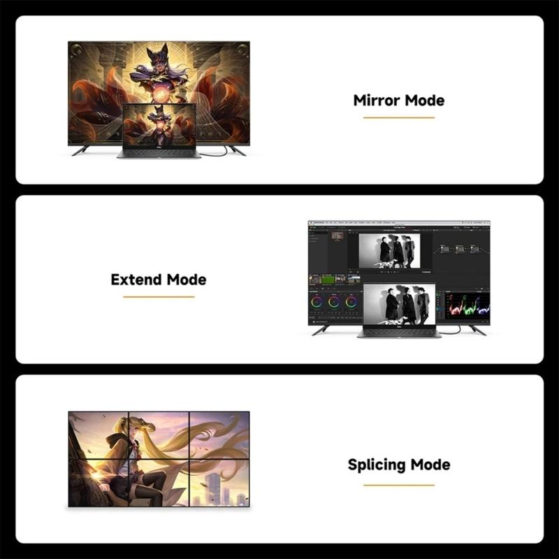 4K 60Hz Video Cable Fast Speed Braided with Male To Male Extension Connectors for Computer Graphics
