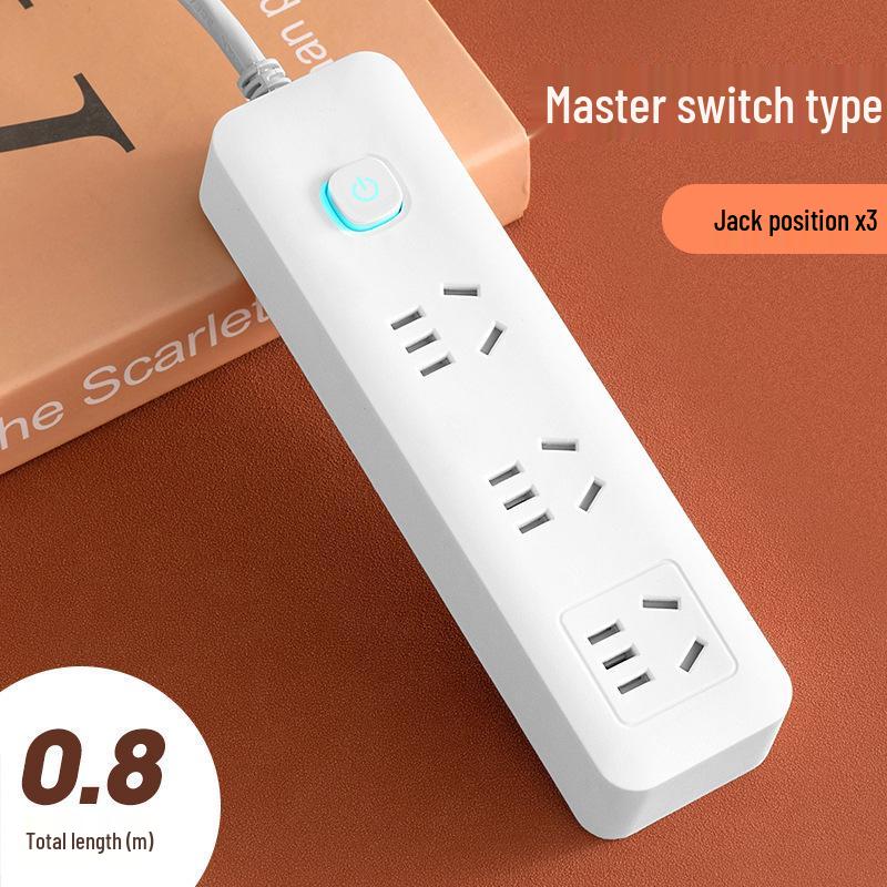 Multi-Function Household Power Strip with Cord, featuring a Multi-Hole Socket Panel for Dorms