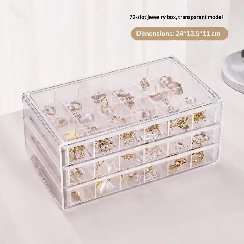 Transparent Dustproof Jewelry Storage Box With Removable Dividers Stackable Drawer Organizer For Earrings Rings And Small Access