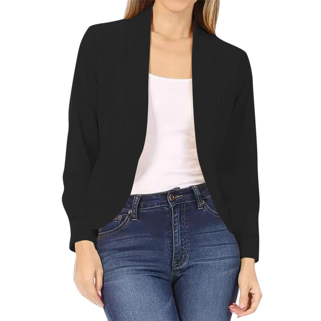 Women's Casual Fashion Solid Color Top Women's Cardigan Jacket  Without Pockets