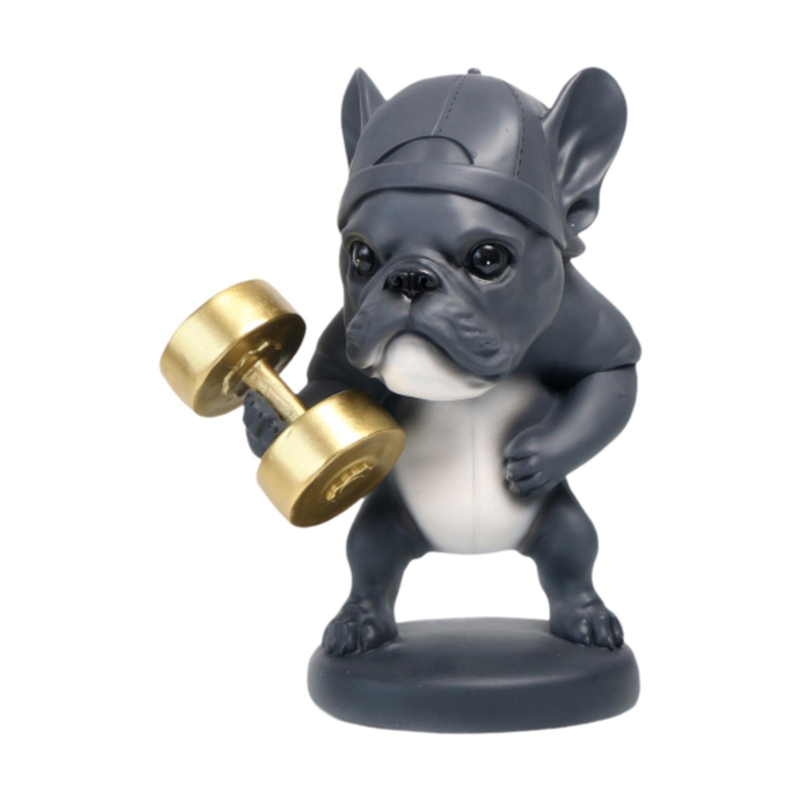 Fitness Dog Statue Figurine Realistic Holiday Decor Animal Sculpture Resin