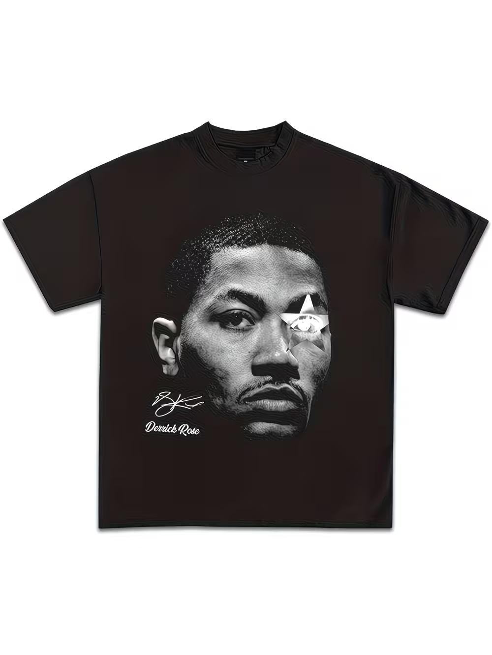 D Rose All-Graphic T-Shirt - Y2K Retro Basketball Design with D Rose Signature Logo XXXXL