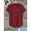 Herren Buchstaben Grafik Gebogener Saum T-Shirts Lässig Sportlich Locker Rundhals Kurzarm Tees Top Sommerkleidung