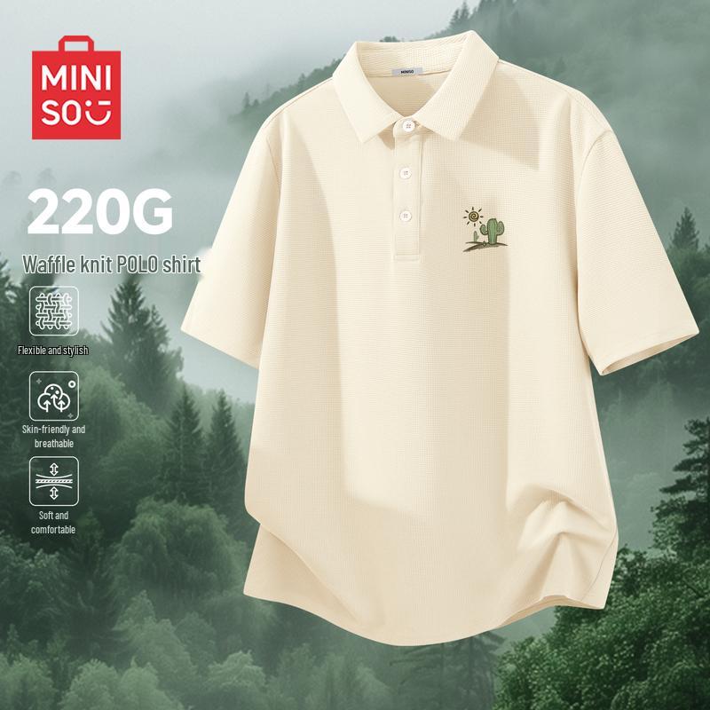 MINISO Men's Waffle Knit Polo Shirt